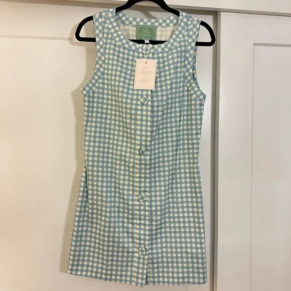 NWT - Tillie Sleeveless Gingham Dress in Light Blue - Picture 2 of 4